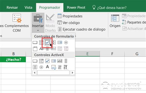 como poner un check en excel|Usar casillas en Excel